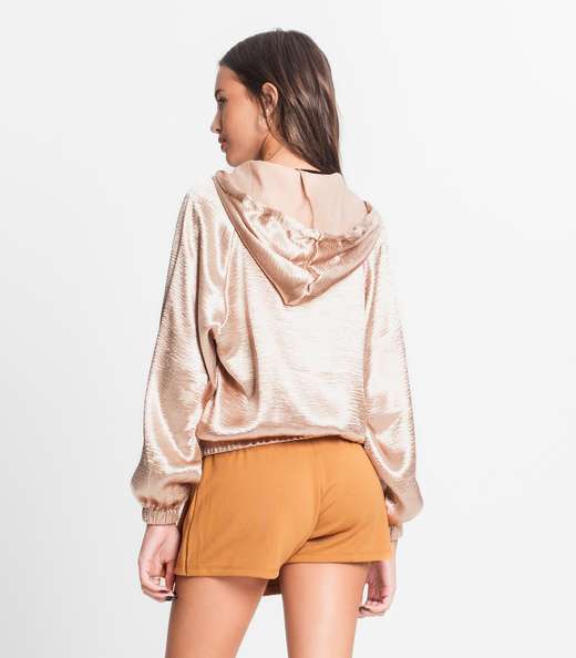 Jaqueta Juvenil Corta Vento Com Capuz Minty Amarelo