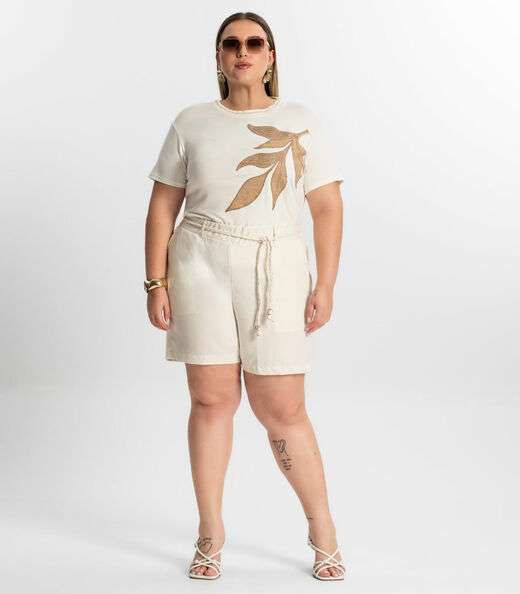 Blusa Feminina Plus Size Secret Glam Bege