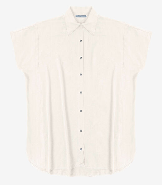 Vestido Chemise Feminino Com Gola Endless Bege