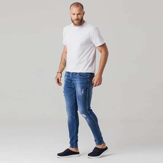 Calça Jeans Super Skinny Puídos Masculina Zune