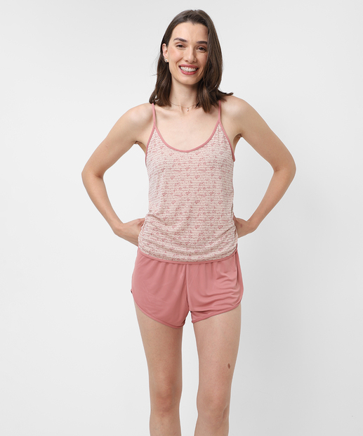 Baby Doll Liganete Estampado Delrio Rosa