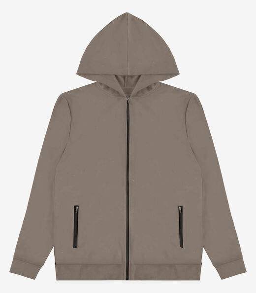 Jaqueta Masculina Moletom Felpado e Capuz Diametro Marrom