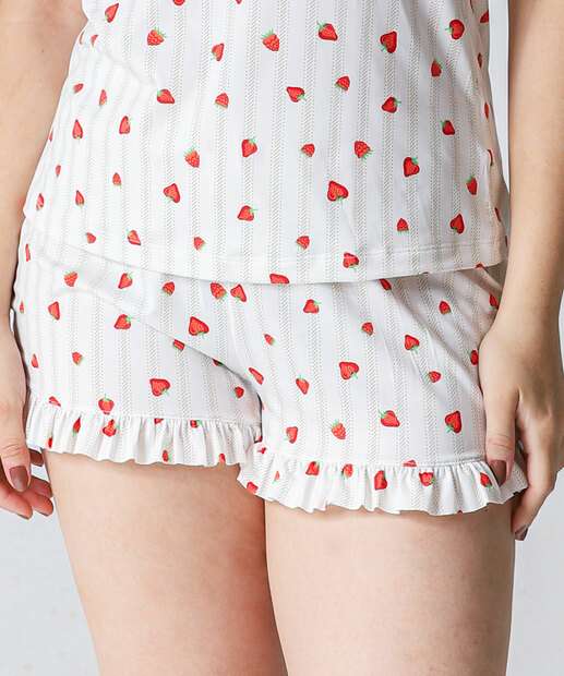 Pijama Feminino Listrado Morango Marisa Off White