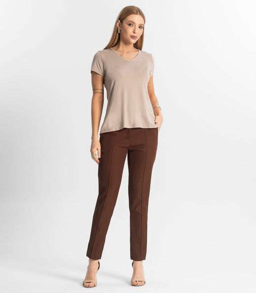 Blusa Feminina Básica Select Marrom