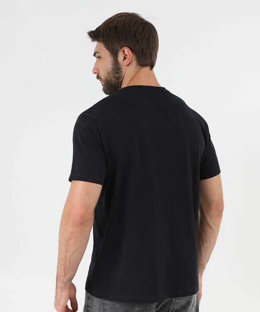 Camiseta Masculina Básica Manga Curta Marisa Preto