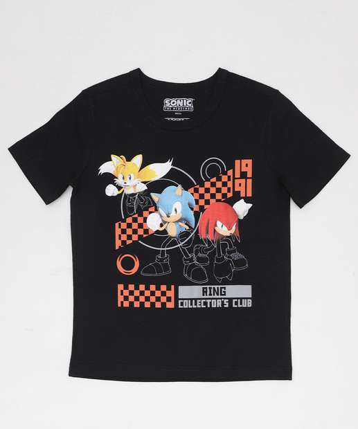 Conjunto Infantil Manga Curta Sonic Tam 4 a 10