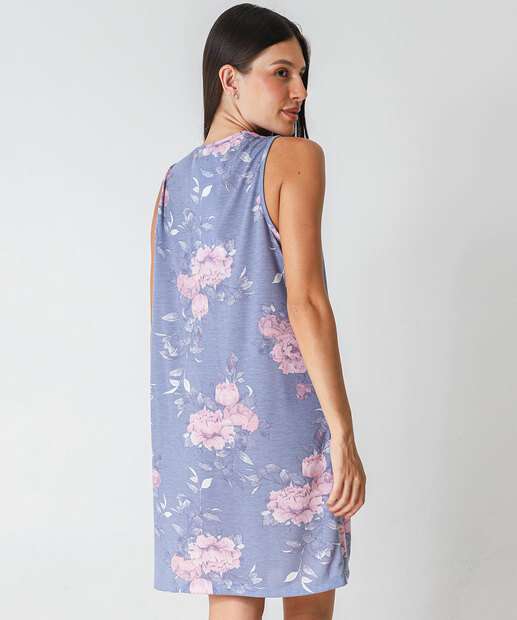 Camisola Renda Flores Sem Manga Marisa Azul