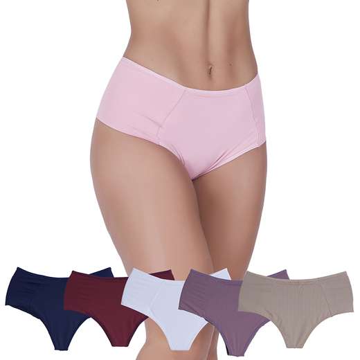 Image_Kit 5 Calcinhas Princesa Microfibra Fio Duplo Concept Lingerie Multicolorido