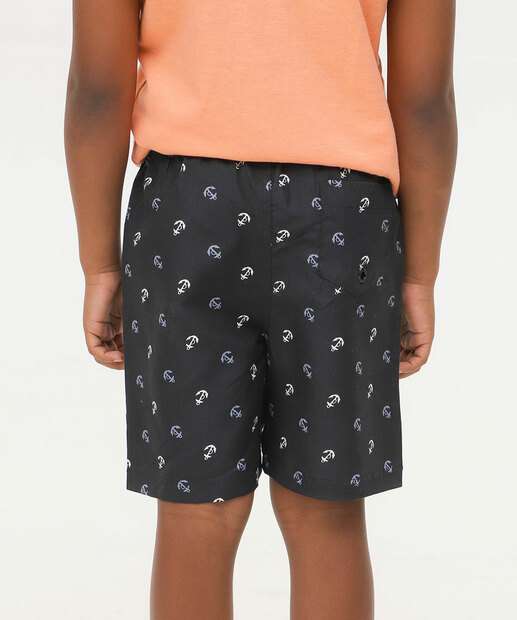 Bermudas Infantil Âncoras Marisa Tam 4 a 10 Preto