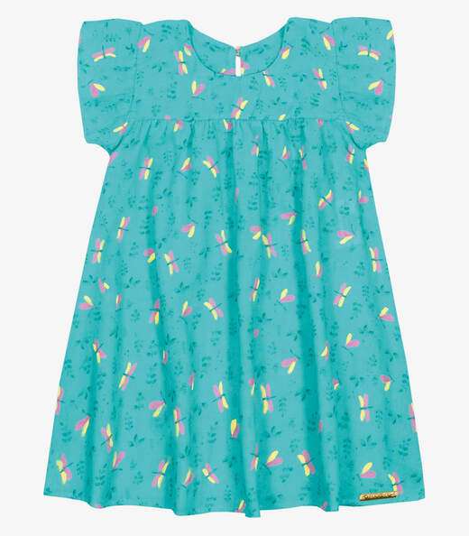 Vestido Infantil Com Babado Trick Nick Azul