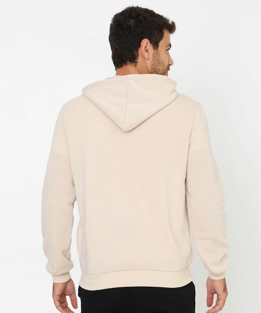 Casaco Masculino Moletom Capuz Marisa Off White