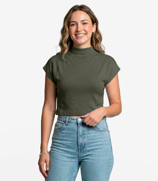 Image_Blusa Feminina Com Gola Chaminé Select Verde