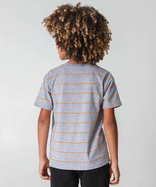 Camiseta Infantil Listrada Marisa Tam 4 a 10 Cinza 