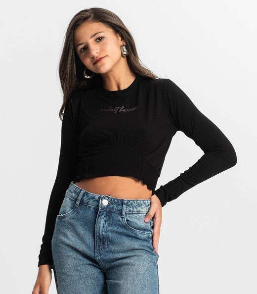 Image_Blusa Juvenil Manga Longa Minty Preto