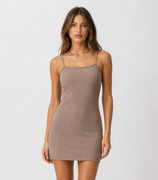 Image_Vestido Canelado De Alça Select Marrom