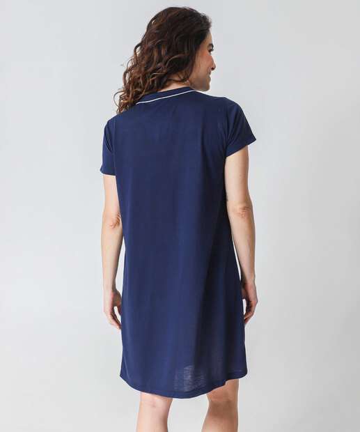 Camisola Botões Vies Manga Curta Marisa Azul