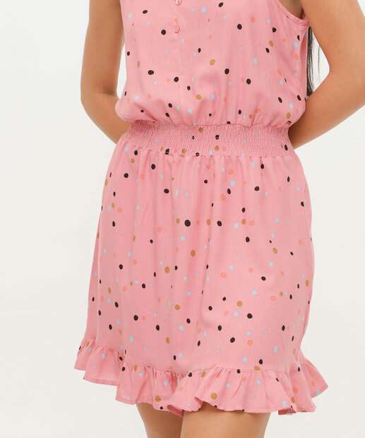 Vestido Feminino Estampa Poá Lastex Alças Finas Marisa