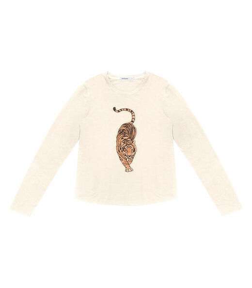 Blusa Manga Longa com Bordado Endless Bege