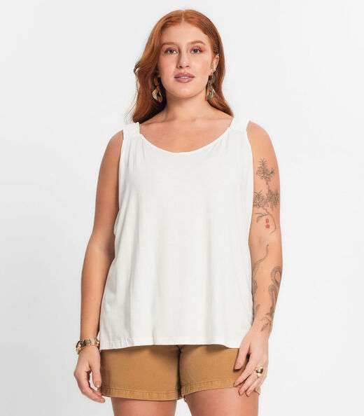 Blusa De Alça Feminina Plus Size Secret Glam Bege