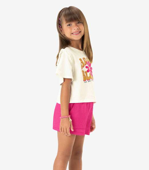 Conjunto Blusa E Shorts Estampado Rovi Kids Bege