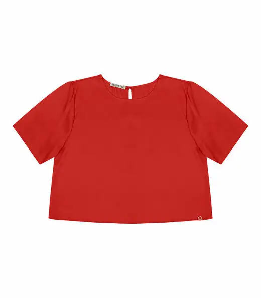 Blusa Plus Size Feminina Manga Curta Secret Glam Vermelho