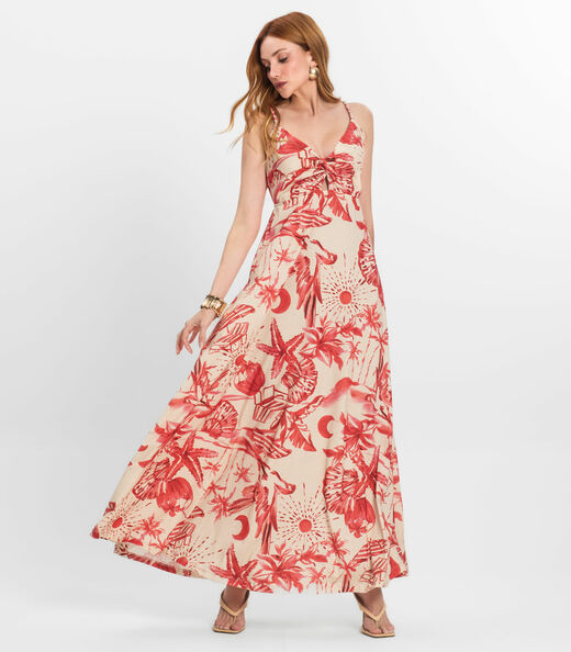 Vestido Longo Feminino em Meia Malha Endless Laranja