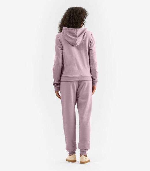 Jaqueta Peluciada com Capuz em Moletom Rovitex Rosa