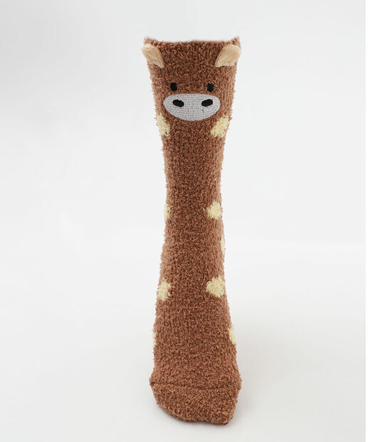 Meia Feminina Cano Longo Chenille Girafa Marisa Marrom