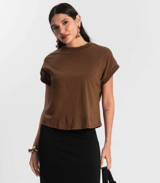 Blusa Feminina Meia Malha Marrom