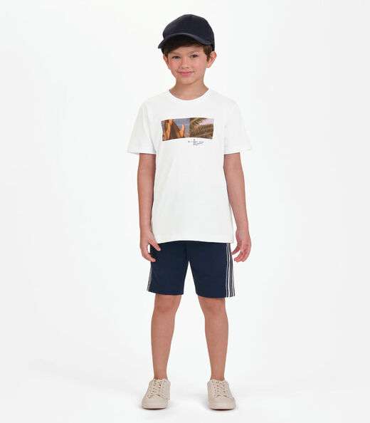 Camiseta Menino em Meia Malha Trick Nick Branco