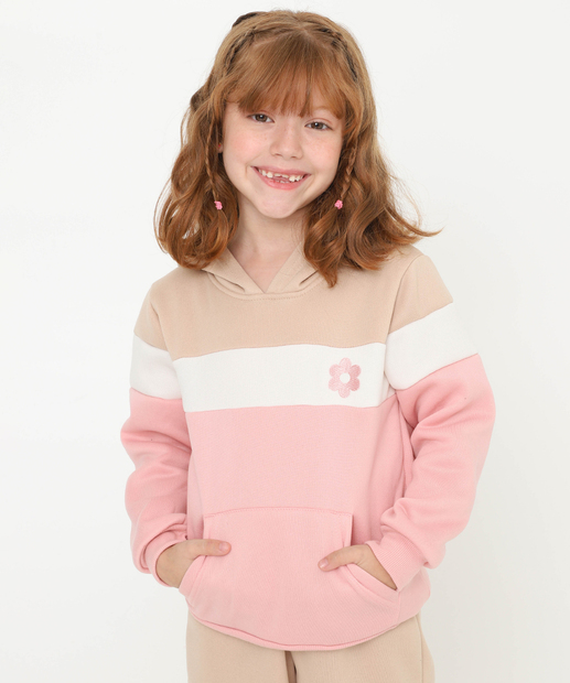 Conjunto Infantil Moletom Bordado Marisa Tam 4 a 10 Rosa