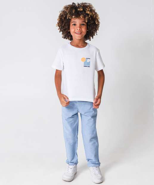 Camiseta Infantil Estampa Mar Marisa Tam 4 a 10 Off White
