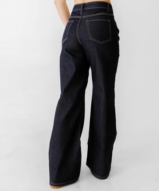Calça Jeans Wide Leg Amaciada Feminina Marisa Azul 