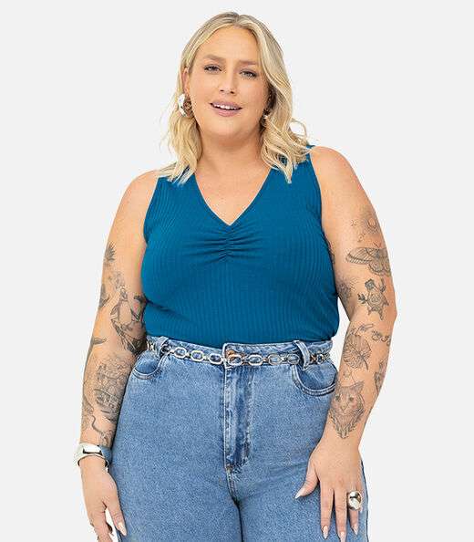 Image_Regata Plus Size Em Ribana Canelada Secret Glam Azul