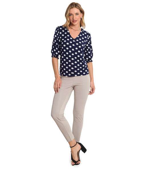 Camisa Feminina Poá Mangas 3/4 Endless Azul