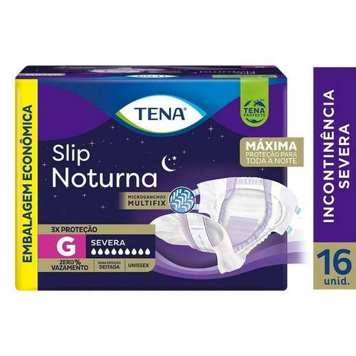 Fralda Geriátrica Slip Noturna Tamanho G Com 16 Unidades