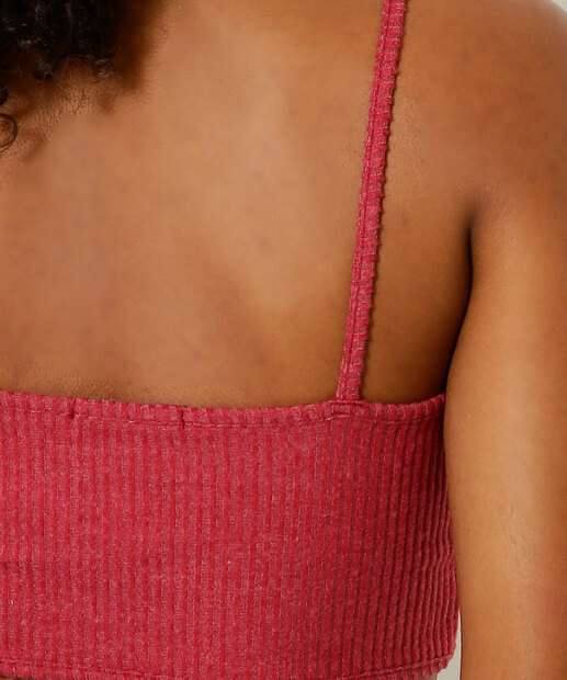 Blusa Cropped Feminina Canelada Alças Finas Marisa