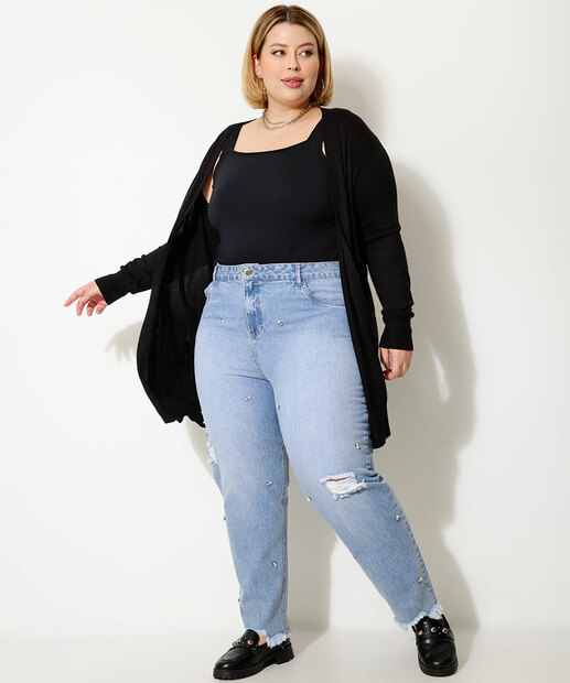 Cardigan Plus Size Feminino Alongado Marisa