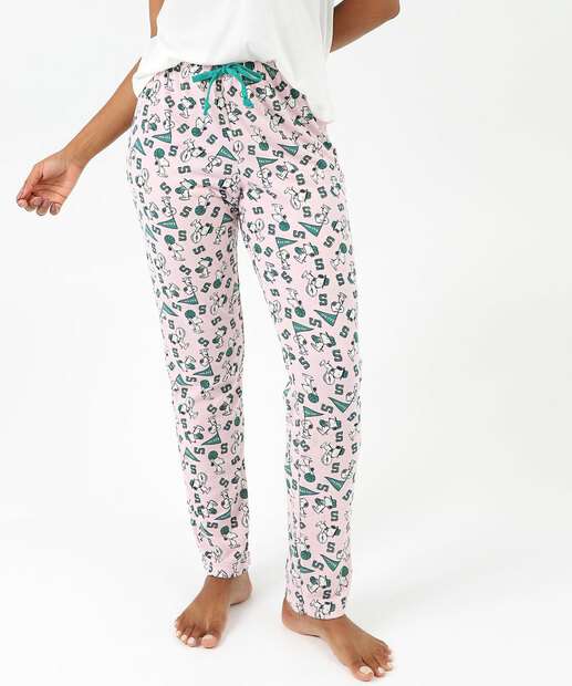 Pijama Feminino Manga Curta Snoopy Rosa