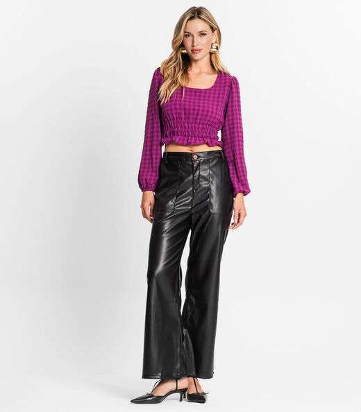 Blusa Manga Longa Feminina Xadrez Endless Roxo