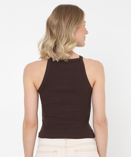 Blusa Regata Feminina Canelada Snoopy Marrom