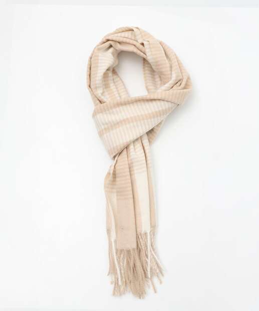 Image_Cachecol Feminino Tricô Xadrez Marisa Bege