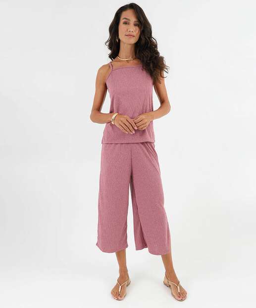 Blusa Regata Feminina Canelada Alongada Marisa Roxo