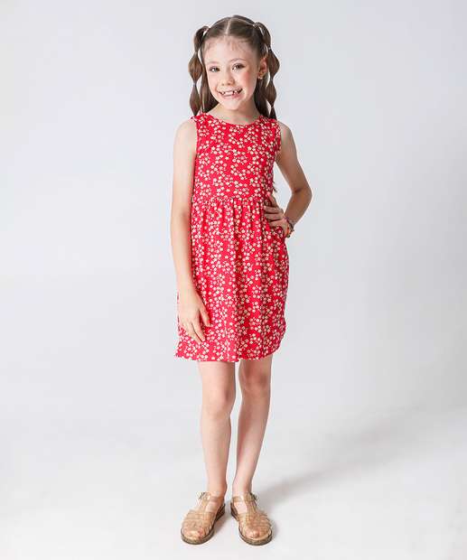 Image_Vestido Infantil Estampa Floral Marisa Tam 4 a 10 Vermelho