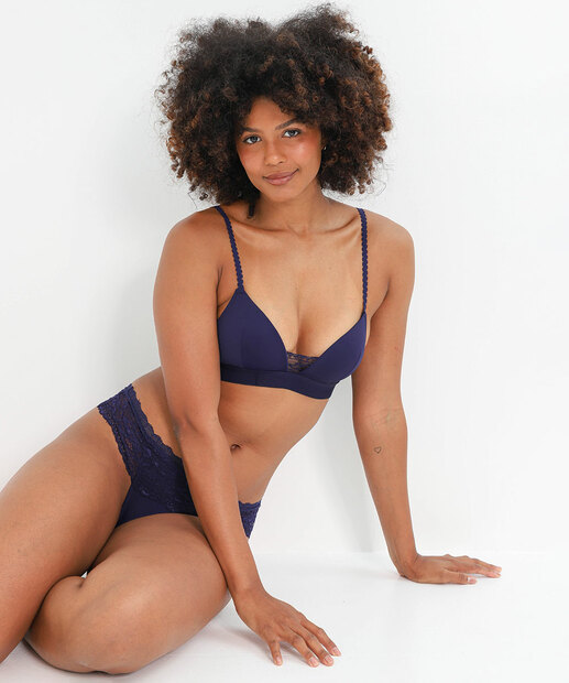 Calcinha Fio Dental Renda Marisa Azul