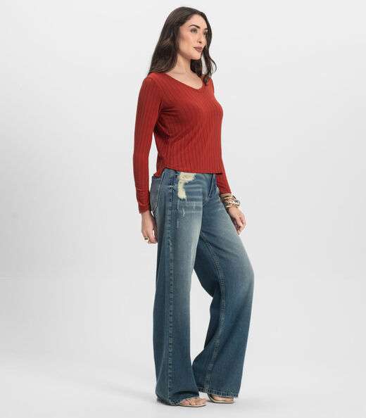 Blusa Manga Longa Infinita Cor Laranja