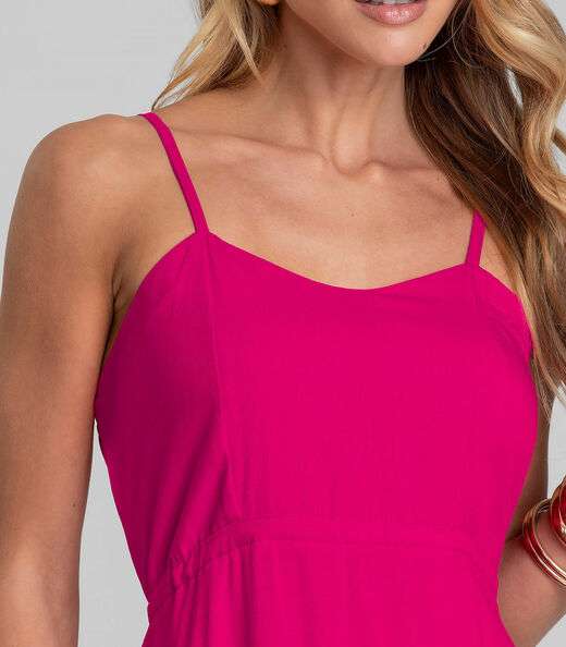Vestido Longo Feminino De Alça Em Viscose Dianna Rosa