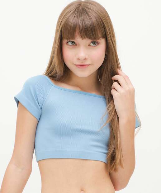 Blusa Juvenil Cropped Sem Costura Marisa Tam 10 a 16