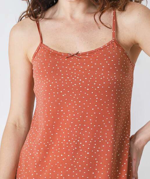 Camisola Liganete Estampa Poá Marisa Marrom