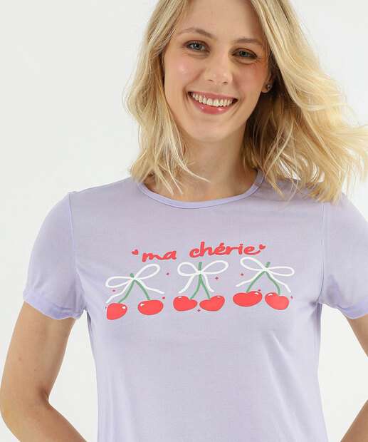 Pijama Feminino Estampa Cereja Marisa Lilás